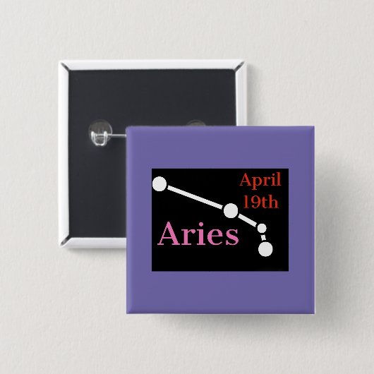Aries Vierkante Button 5,1 Cm (Voorkant /achterkant)