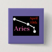Aries Vierkante Button 5,1 Cm (Voorkant)