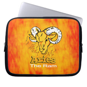 Aries vuur vlam oranje laptop sleeve