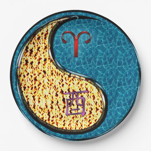 Aries & Water Rooster Papieren Bordje (Voorkant)