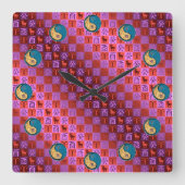 Aries & Water Rooster Vierkante Klok (Voorkant)