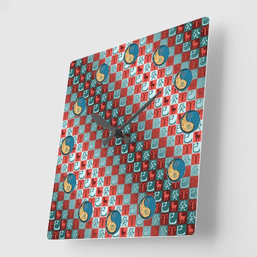 Aries & Water Snake Vierkante Klok (Hoek)