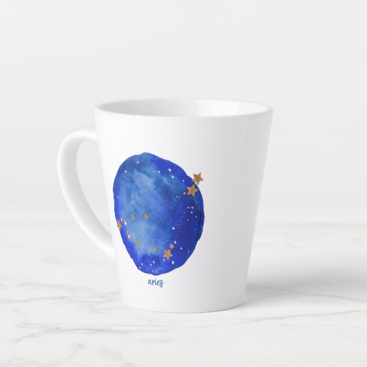 Aries Waterverf Night Sky Constellation Zodiac Latte Mok (Linkerhoek)