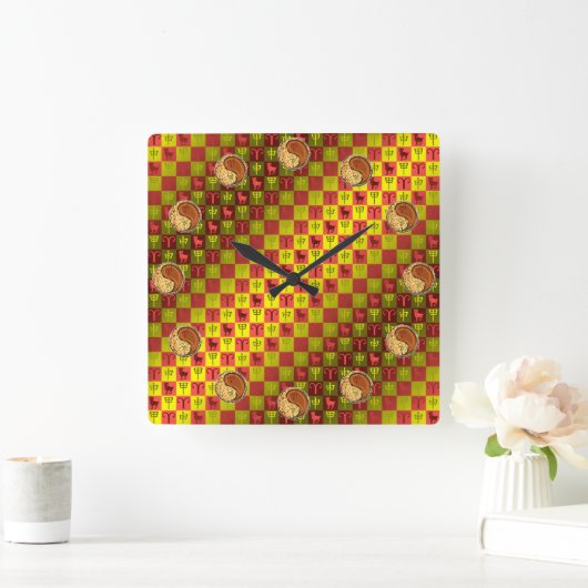 Aries & Wood Monkey Vierkante Klok (Huis)