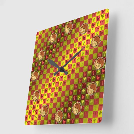 Aries & Wood Monkey Vierkante Klok (Hoek)