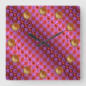 Aries & Wood Rooster Vierkante Klok (Voorkant)