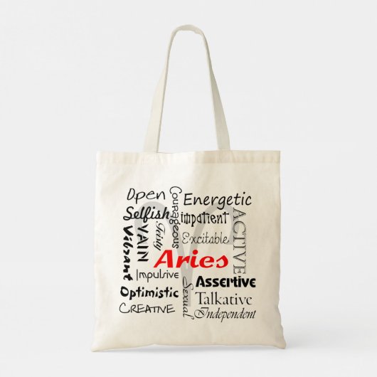 Aries Zodiac Astrology Characteristics Collage Tote Bag (Achterkant)