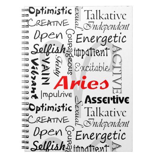 Aries Zodiac Astrology Horoscope Traits Collage Notitieboek (Voorkant)