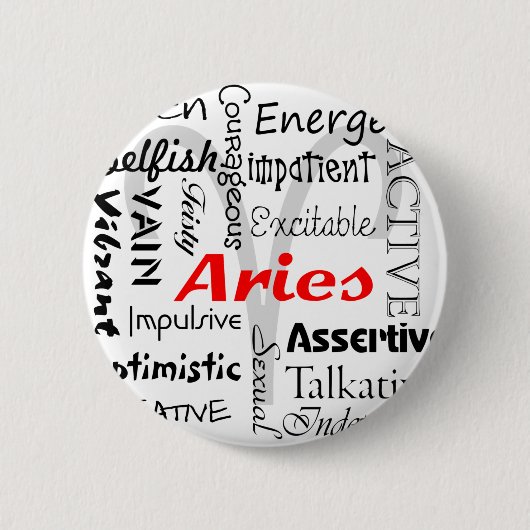 Aries Zodiac Astrology Horoscope Traits Collage Ronde Button 5,7 Cm (Voorkant)