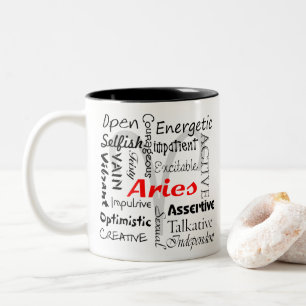 Aries Zodiac Astrology Horoscope Traits Collage Tweekleurige Koffiemok