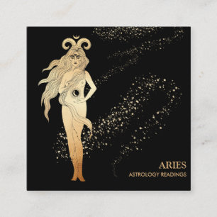 *~* ARIES Zodiac Astrology Reading Gold Black Vierkante Visitekaartje