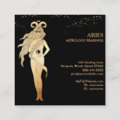 *~* ARIES Zodiac Astrology Reading Gold Black Vierkante Visitekaartje (Achterkant)