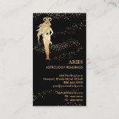*~* ARIES Zodiac Astrology Reading Gold & Black Visitekaartje (Achterkant)