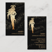 *~* ARIES Zodiac Astrology Reading Gold & Black Visitekaartje (Voorkant / Achterkant)