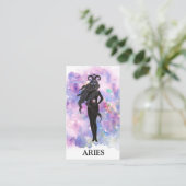 *~* ARIES Zodiac Astrology Readings Blue Pink Visitekaartje (Staand voorkant)