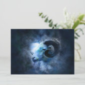 Aries Zodiac Astrology Sign Blue Ram Kaart (Staand voorkant)
