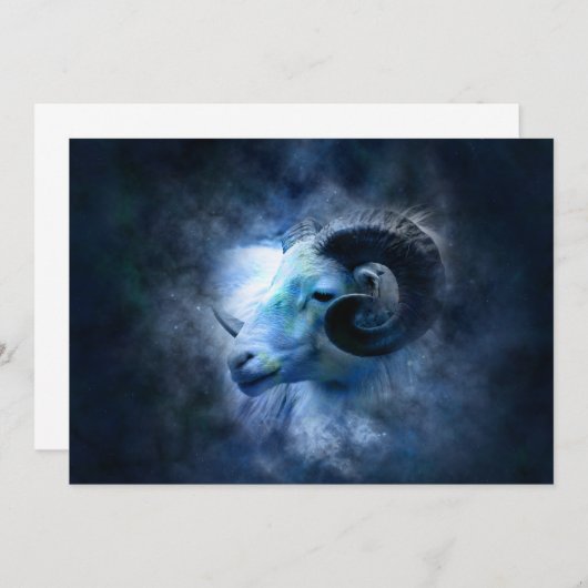 Aries Zodiac Astrology Sign Blue Ram Kaart (Voorkant / Achterkant)