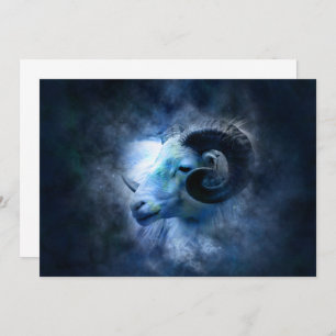 Aries Zodiac Astrology Sign Blue Ram Kaart