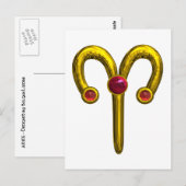 ARIES ZODIAC BIRTHDAY JEWEL BRIEFKAART (Voorkant / Achterkant)
