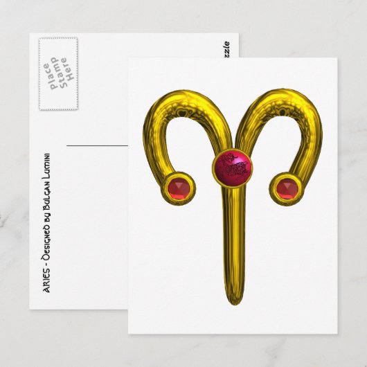 ARIES ZODIAC BIRTHDAY JEWEL BRIEFKAART (Voorkant / Achterkant)