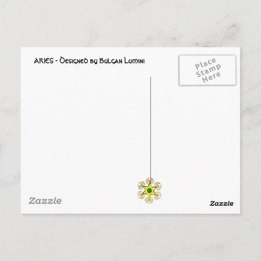 ARIES ZODIAC BIRTHDAY JEWEL BRIEFKAART (Achterkant)
