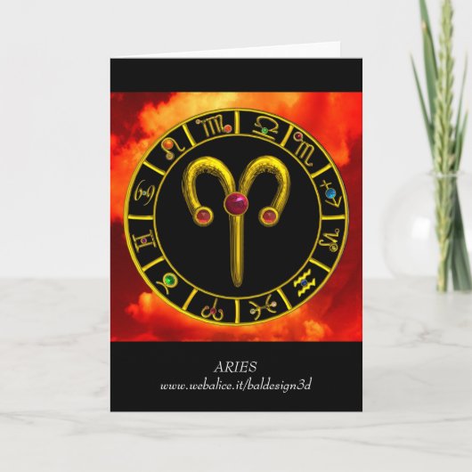 ARIES ZODIAC BIRTHDAY JEWEL KAART (Voorkant)