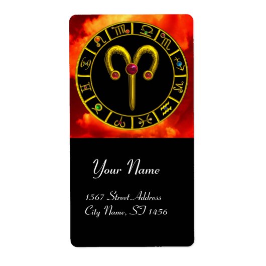 ARIES ZODIAC BIRTHDAY JEWEL Red Ruby Gold Etiket (Voorkant)