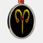 ARIES ZODIAC BIRTHDAY JEWEL Red Ruby Gold Metalen Ornament (Rechts)