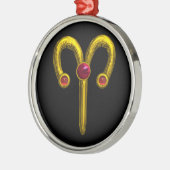 ARIES ZODIAC BIRTHDAY JEWEL Red Ruby Gold Metalen Ornament (Links)