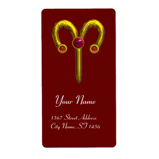 ARIES ZODIAC BIRTHDAY Red Ruby Etiket (Voorkant)