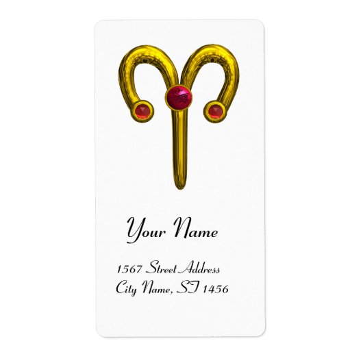 ARIES ZODIAC BIRTHDAY Red Ruby Etiket (Voorkant)