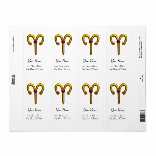 ARIES ZODIAC BIRTHDAY Red Ruby Etiket (Full Sheet)