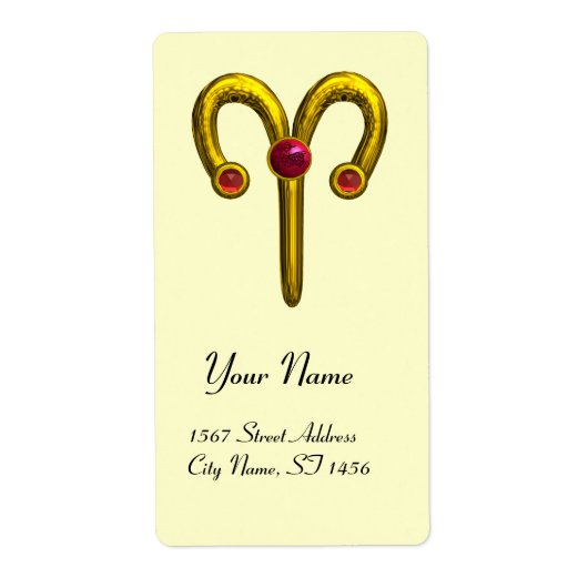 ARIES ZODIAC BIRTHDAY Red Ruby Etiket (Voorkant)