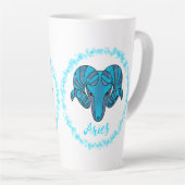Aries zodiac Bull blue glitter March 21-April 19 Latte Mok (Rechterhoek)
