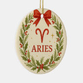 Aries Zodiac Christmas Ornament – Festive Holly Wr (Rechts)