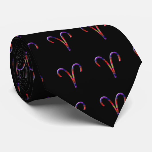 Aries Zodiac-Colorful op Black Stropdas (Opgerold)