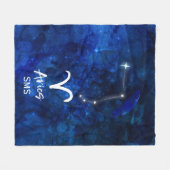 Aries Zodiac Constellation Blue Galaxy Monogram Fleece Deken (Voorkant (Horizontaal))