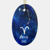 Aries Zodiac Constellation Blue Galaxy Monogram Keramisch Ornament (Links)