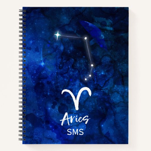 Aries Zodiac Constellation Blue Galaxy Monogram Notitieboek (Voorkant)