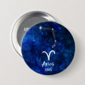 Aries Zodiac Constellation Blue Galaxy Monogram Ronde Button 7,6 Cm (Voorkant /achterkant)