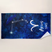 Aries Zodiac Constellation Blue Galaxy Monogram Strandlaken (Voorkant)