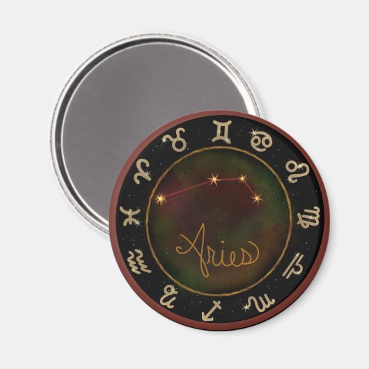Aries zodiac constellation cirkel magnet (Voorkant / Achterkant)