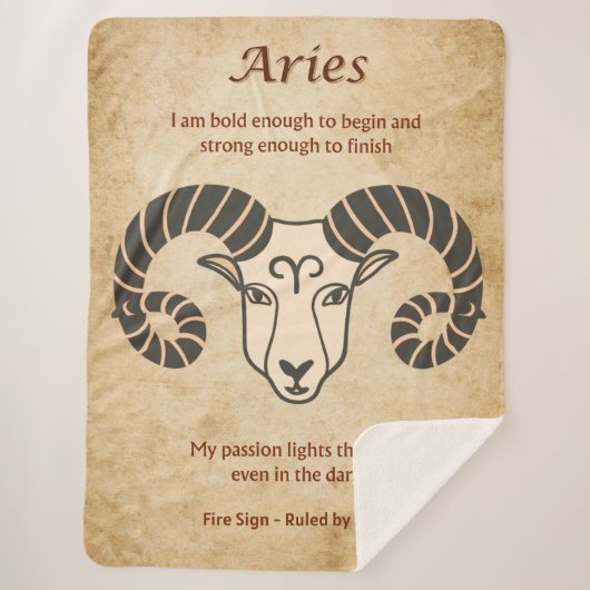 Aries Zodiac Design with Bold Aries Affirmations Sherpa Deken (Voorkant)
