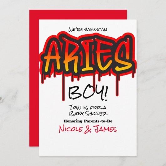 ARIES Zodiac Fire Sign Red Baby shower Kaart (Voorkant / Achterkant)