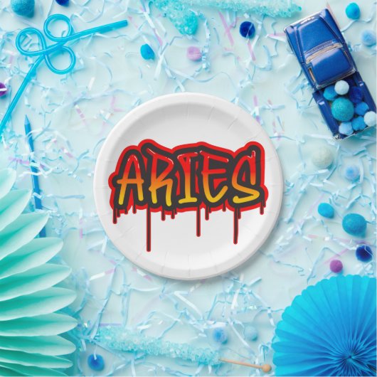 ARIES Zodiac Fire Sign Red Baby shower Papieren Bordje (Feest)