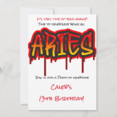 ARIES Zodiac Fire Sign Red Birthday Party Kaart (Voorkant)