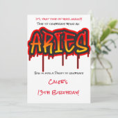 ARIES Zodiac Fire Sign Red Birthday Party Kaart (Staand voorkant)