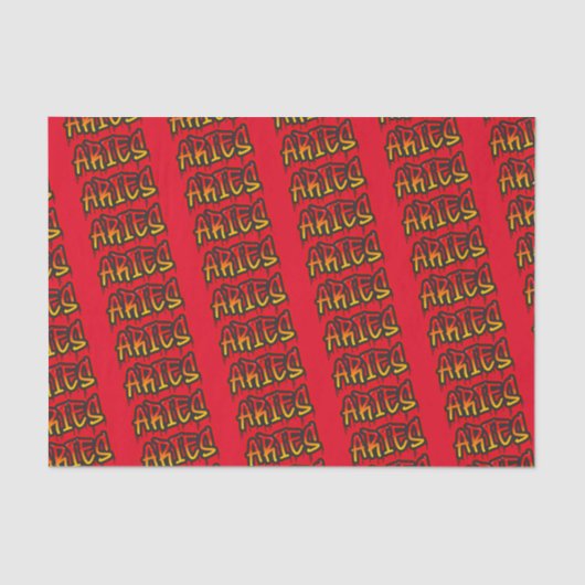 ARIES Zodiac Fire Sign Red Dripping Art Party Tissuepapier (Voorkant)