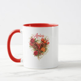 Aries Zodiac Floral Heart Mug – Feminine Astrology Mok