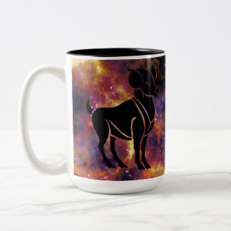 Aries Zodiac Galaxy Silhouette – Astrology Horosco Tweekleurige Koffiemok